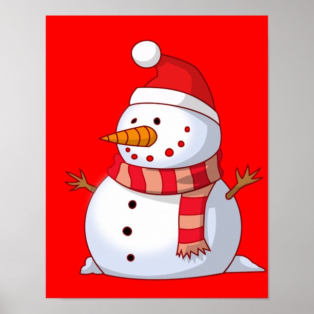Poster Mignonne bonhomme de neige de Noël (Devant)