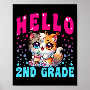 Poster Mignonne Bonjour Filles Chat 2E Année Pour Premier