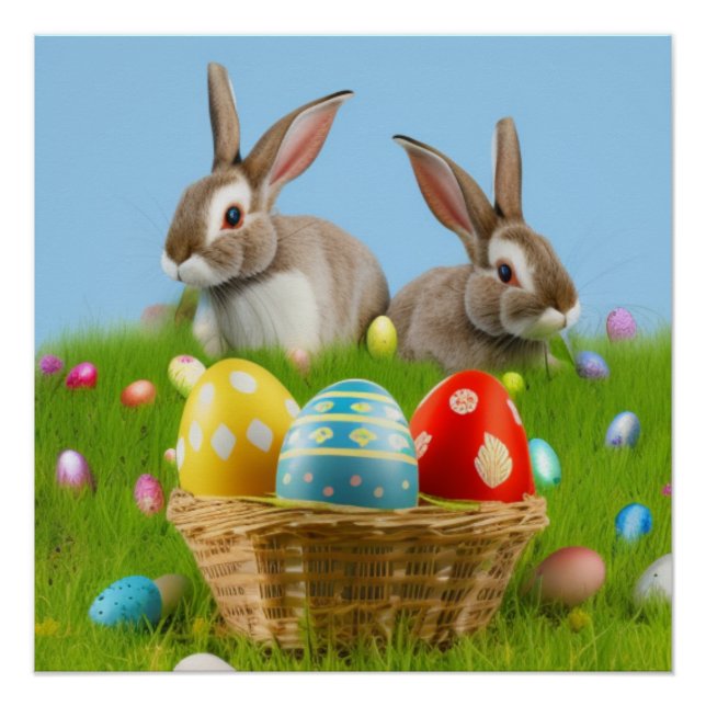 Poster Mignonne Bunnyfor Pâques pour une humeur positive (Devant)
