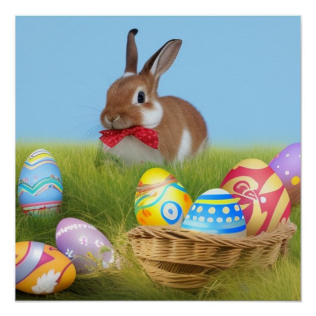 Poster Mignonne Bunnyfor Pâques pour une humeur positive (Devant)