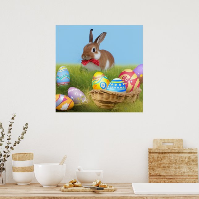 Poster Mignonne Bunnyfor Pâques pour une humeur positive (Cuisine)