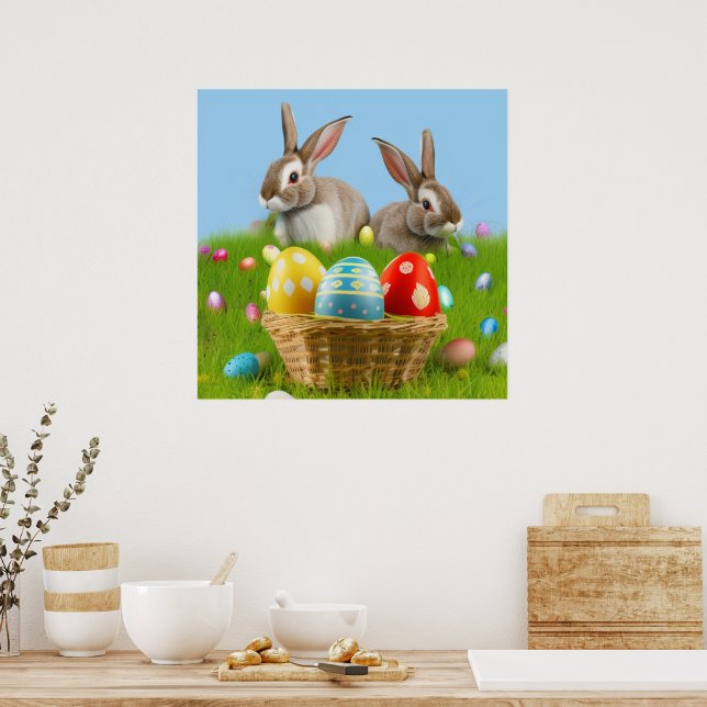 Poster Mignonne Bunnyfor Pâques pour une humeur positive (Cuisine)