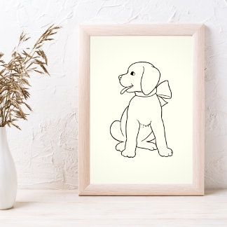 Poster Mignonne Chien minimaliste Art Mur