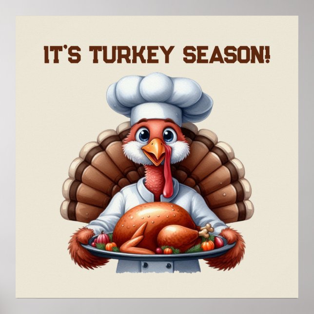 Poster Mignonne dinde saison Thanksgiving personnalisable (Devant)