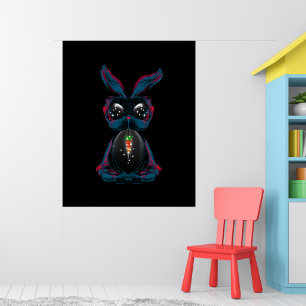Poster Mignonne Eyes Rabbit en Yoga Pose Méditation