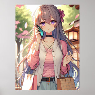 Poster Mignonne fille Anime dans les listes de shopping