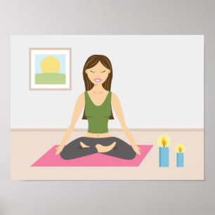 Poster Mignonne Fille Faisant Du Yoga Dans Une Jolie Sall