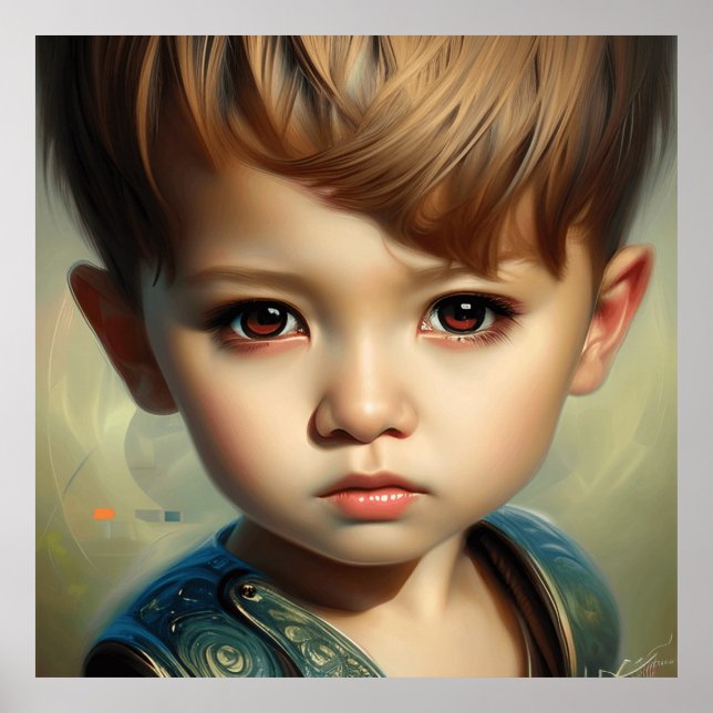 Poster Mignonne gros yeux fille garçon Enfants Enfants Ar (Devant)