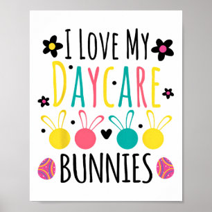 Poster Mignonne J'Aime Mes Garderies Bunnies Enseignant J
