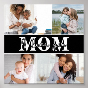 Poster Mignonne JE T'AIME MOM Fête des Mères Photo