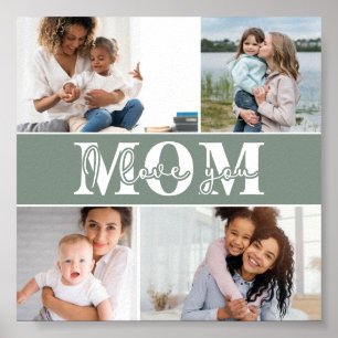 Poster Mignonne JE T'AIME MOM Fête des Mères Photo