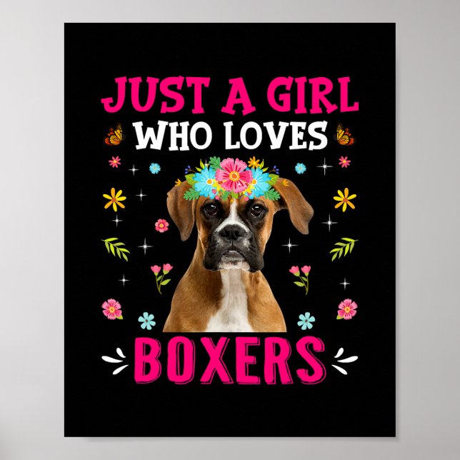 Poster Mignonne Juste Une Fille Qui Aime Les Boxers Chien (Devant)
