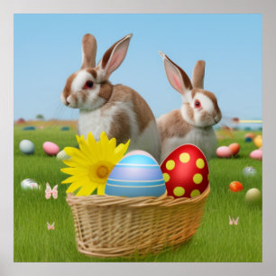 Poster Mignonne lapin de Pâques pour une humeur positive