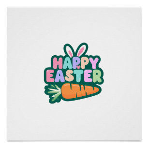 Poster Mignonne lapin de Pâques pour une humeur positive