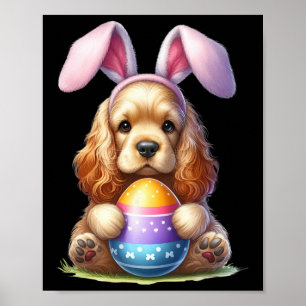 Poster Mignonne Lapin Er Espagnol Chien Pâques Hug Oeufs 