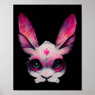 Poster Mignonne Lapin Lapin Animal Avec Couleurs - Une Fi