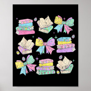 Poster Mignonne lapine coquette arc livres d'enseignante