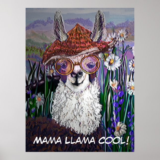 Poster Mignonne Mama Llama Gardez votre Cool (Devant)