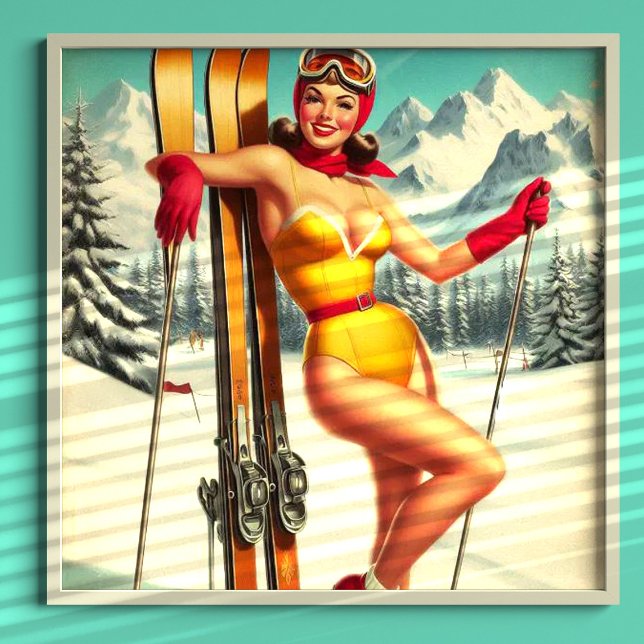 Poster Mignonne Pin De Ski Vintage (Créateur téléchargé)