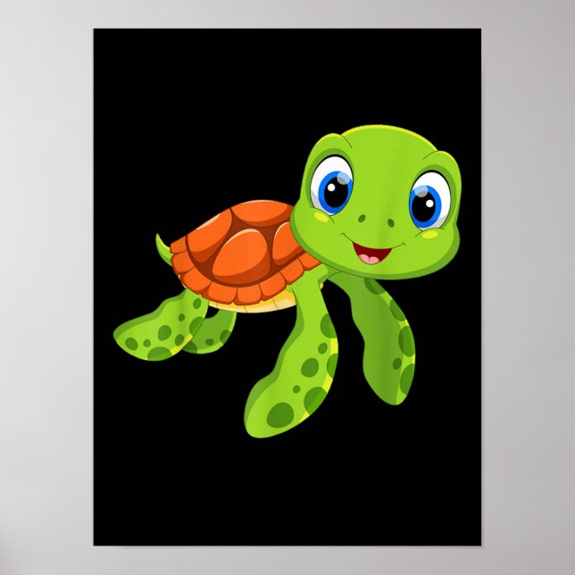 Poster Mignonne Sea Baby Turtle Cadeau (Devant)