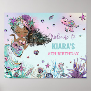 Poster Mignonne Sirène Anniversaire sous la piscine de me