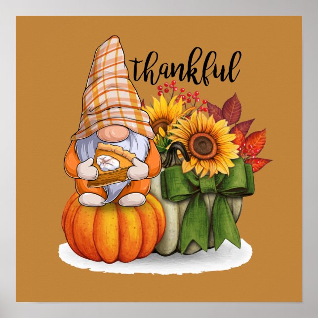 Poster mignonne tarte citrouille remerciant Thanksgiving  (Devant)