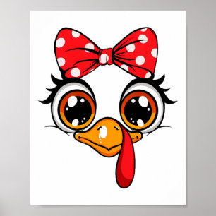 Poster Mignonne Turquie Face Thanksgiving Girls Women Kid