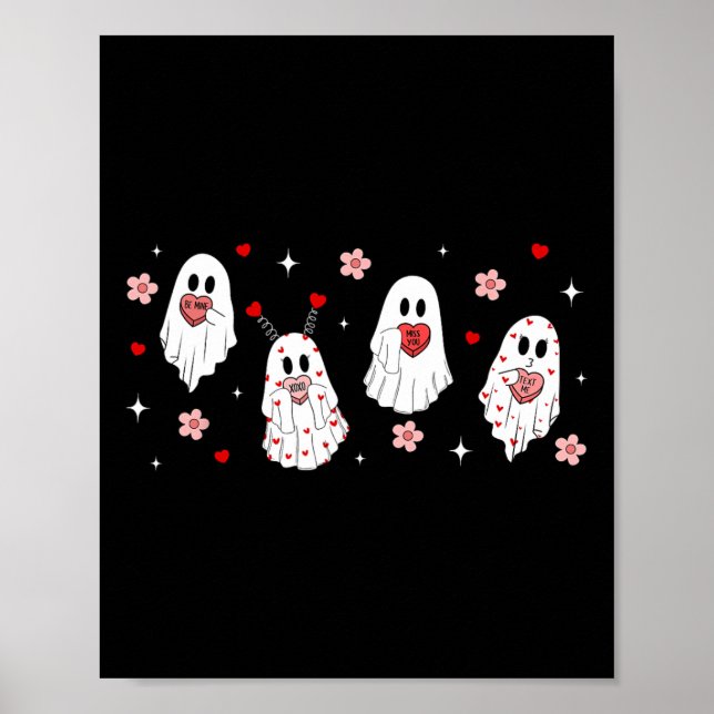 Poster Mignonne Valentine Ghost Candy Coeur Vous Serez Mo (Devant)