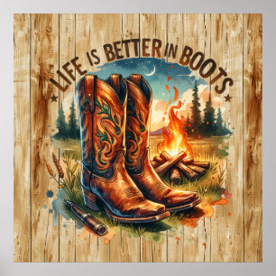 Poster Mignonne vie meilleure bottes Western