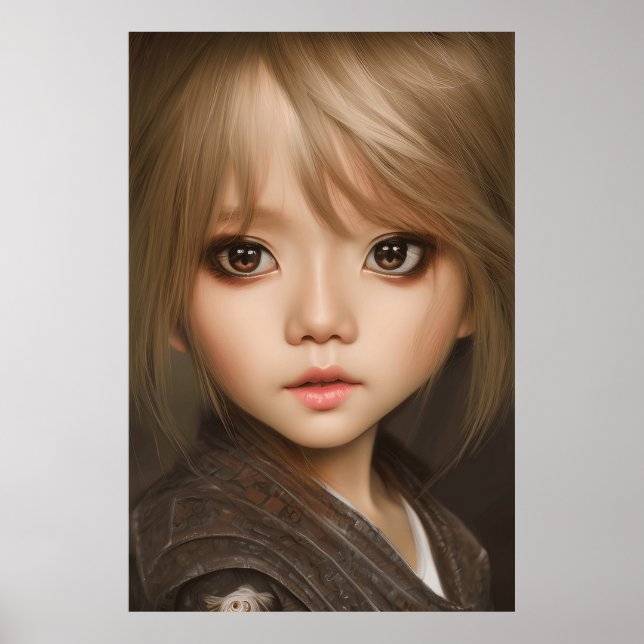Poster Mignonne visage grands yeux enfant fille garçon fi (Devant)