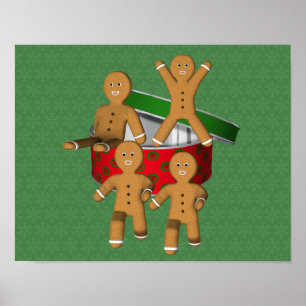 Poster Mignons biscuits hommes en pain d'épices Noël Fête