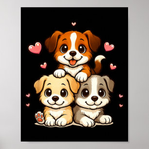 Poster Mignons chiots kawaii neko cadeau drôle pour femme