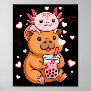 Poster Mignons Garçons Filles Axolotl Capybara Bubble Tea