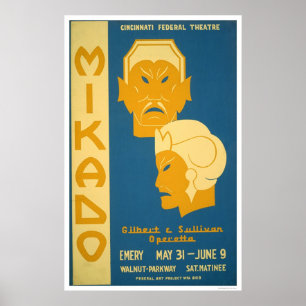 Poster Mikado Gilbert Sullivan 1939 WPA
