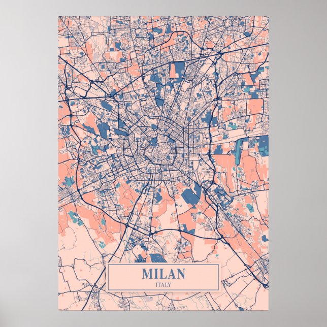 Poster Milan - Italie Breezy City Carte (Devant)