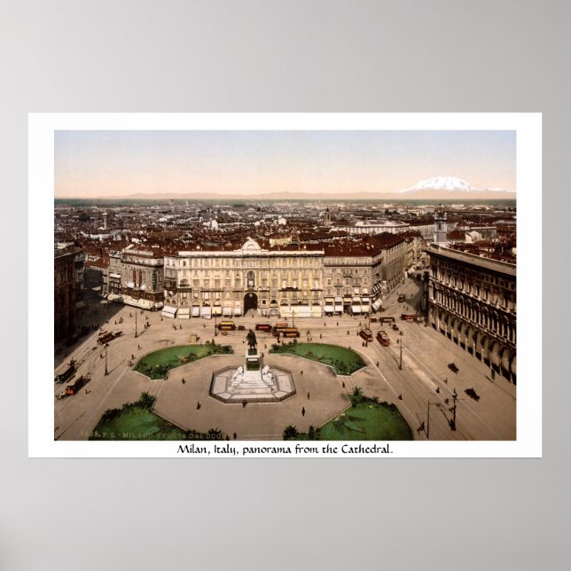Poster Milan Italie Panorama, imprimé du 19ème siècle (Devant)