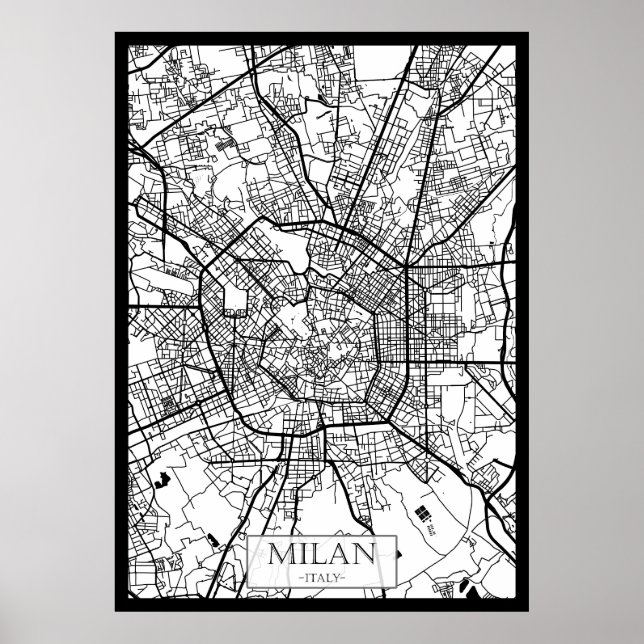 Poster Milan Italy Map (Devant)