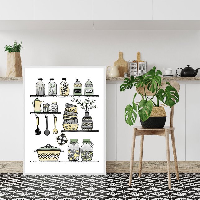 Poster Milieu du siècle moderne boho cuisine mur (Créateur téléchargé)
