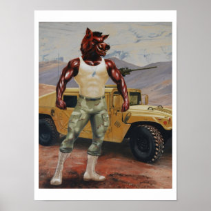 Poster Militaires de balénoptère de porc de soldat de