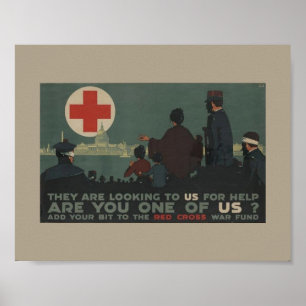 Poster Military Women World War 1 Red Cross War Fund