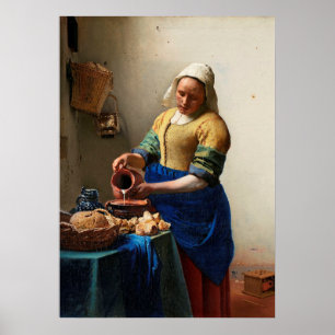 Poster Milkmaid Kitchen Maid par Johannes Vermeer