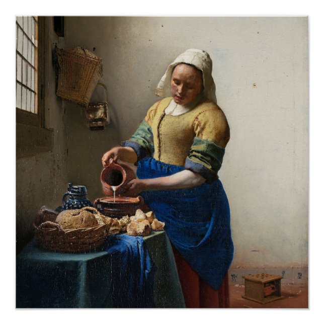 Poster Milkmaid par Johannes Vermeer Glossy (Devant)