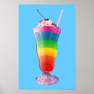 Poster Milkshake arc-en-ciel