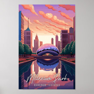 Poster Millenium Park Chicago Illinois Art voyage vintage