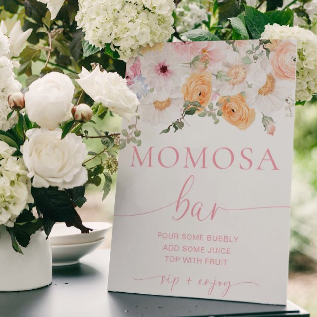 Poster Millie Floral Baby shower Mom-osa Bar (Mimosa Bar Sign Millie Floral )