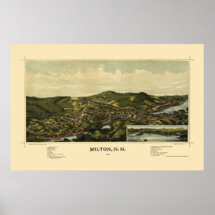 Poster Milton, carte panoramique de NH - 1888