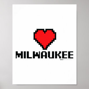 Poster Milwaukee 8 bits Ville de joueur
