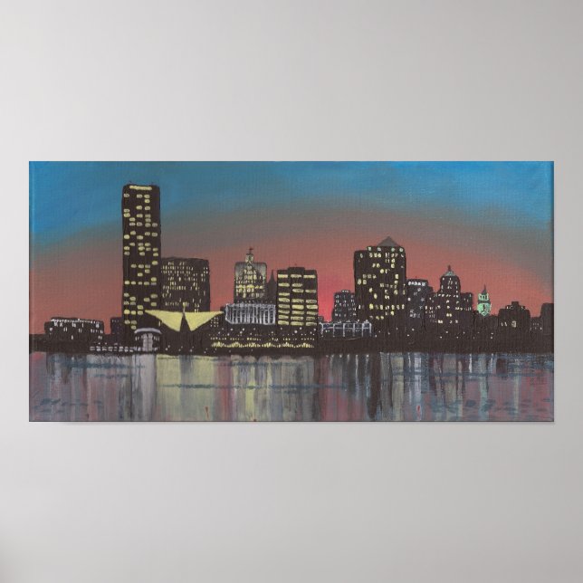Poster Milwaukee Skyline Painting Print (Devant)