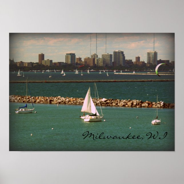 Poster Milwaukee, WI Skyline (Devant)