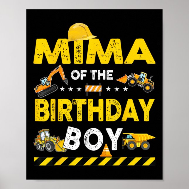 Poster Mima De L'Anniversaire Boy Construction Ouvrier Na (Devant)